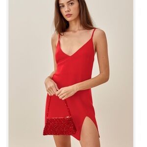 Reformation Red Mini Slip Dress
